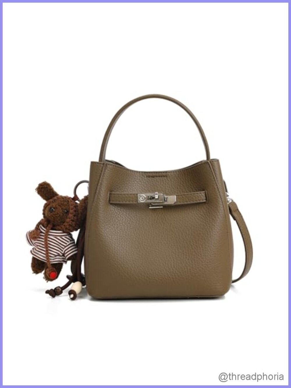 RTPRTP Women's Pebbled PU Leather Bucket Crossbody Bag with Adjustable Strap
